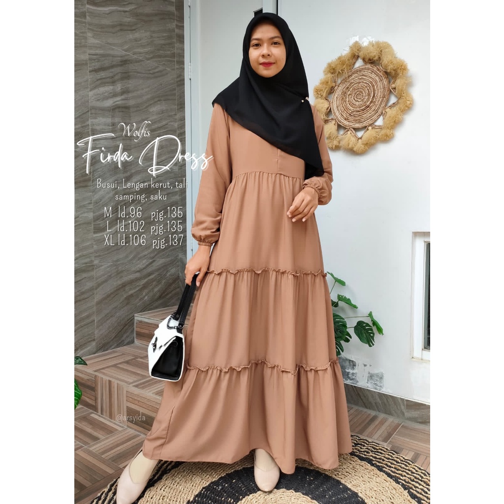 Gamis Firda Susun Wolfis Size M L XL Termurah