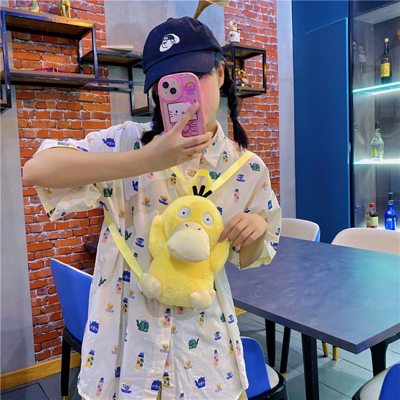 TAS RANSEL PSYDUCK POKEMON BEBEK BONEKA BULU DUCK LEMBUT Tas BACKPACK DUCK LUCU Fashion Korean Style Tas Kartun Bebek Kekinian Bahan Plush Halus Trendy