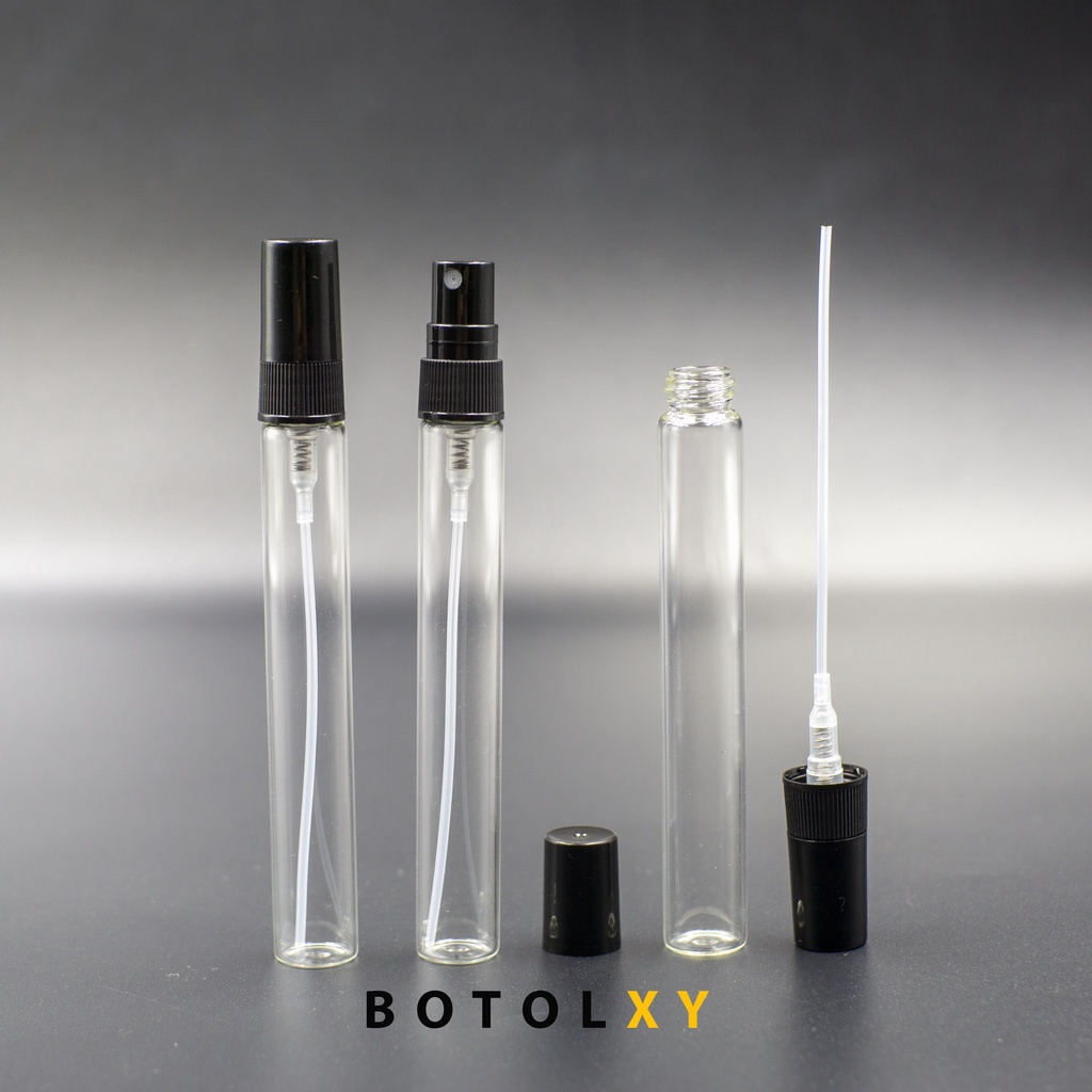 Botol Spray Kaca 10ml Refill Parfum Vial Travel Decant TUTUP HITAM