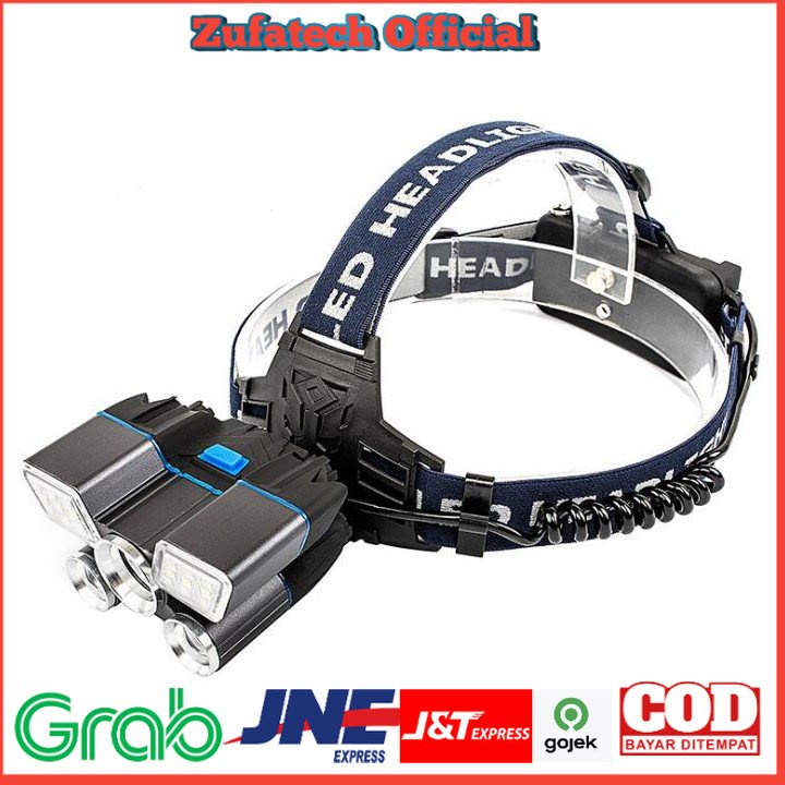 Albinaly Senter Kepala Headlamp Cree XM-L2 + 2XPE + Red Blue LED - TG-007 - Black