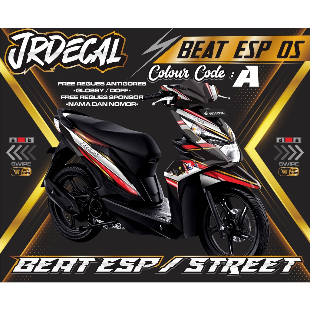(BISA COD) DECAL STICKER HONDA BEAT ESP STREET HITAM MINIMALIS FULLBODY- DECAL STICKER HONDA BEAT ES