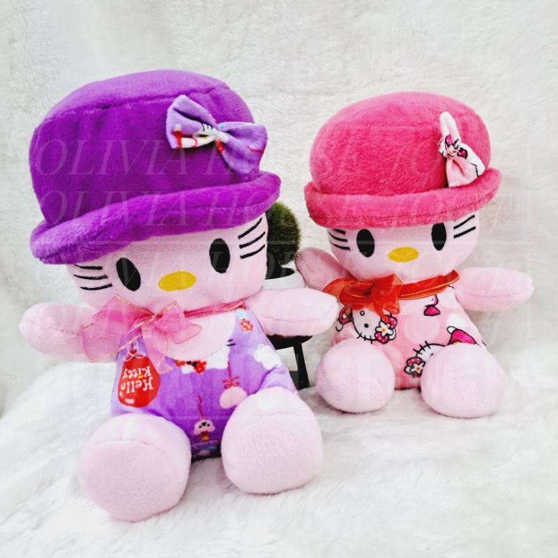 Boneka Hello Kitty Topi Pink Ungu M Boneka Hello Kitty Pink M