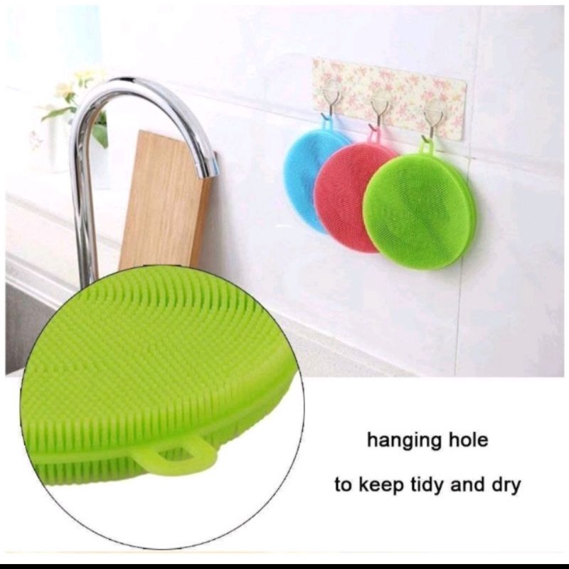 SPON SILICON PENCUCI PIRING BULAT SERBAGUNA/SIKAT PEMBERSIH SPONGE SILICONE BRUSH