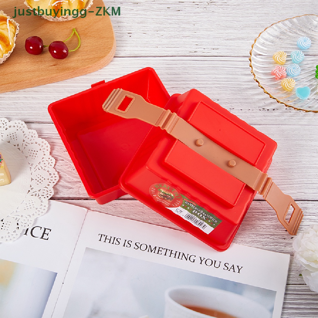 [justbuyingg] 1pc 12CM Reusable Burger Picnic Storage Box Dengan Tutup Anti Bocor Kotak Penyimpanan [RICO]