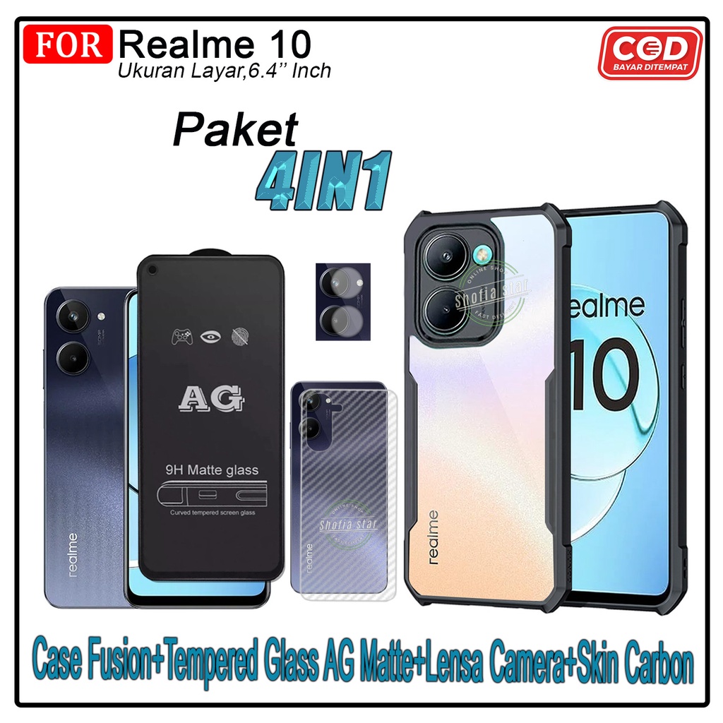 PROMO 4in1 Case Realme 10 4G 2022 Realme 10 Pro 5G Softcase Fusion Shockproof Transparan Casing