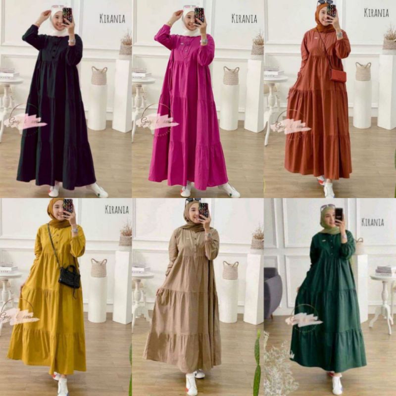 MIDI DRESS KIRANIA / MIDI DRESS WANITA TERBARU 2023 / MIDI DRES POLOS / BISA COD