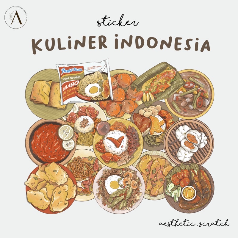 

Sticker Kuliner Indonesia Vinyl Waterproof (12pcs)