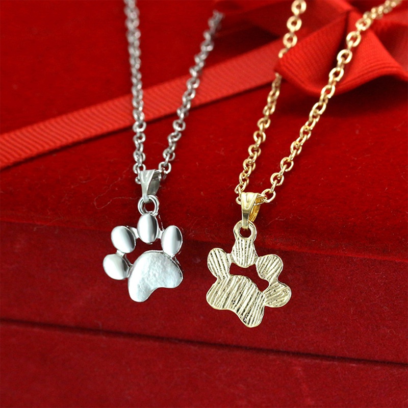 Fashion Lucu Hewan Peliharaan Anjing Jejak Kaki Anjing Paw Rantai Liontin Kalung Kalung &amp; Liontin Perhiasan Wanita Sweater Necklace