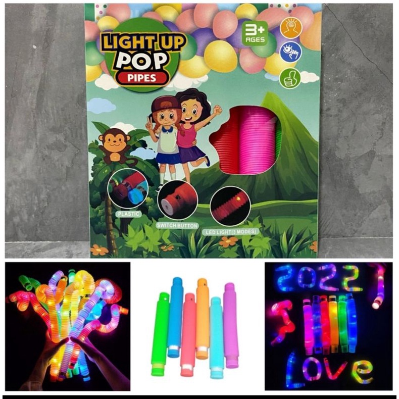 Mainan Anak -pop Tubes Light Glow Pipa Nyala Anak Premium Import