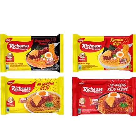 

richeese mie instan keju fire level 0 65gr, keju fire level 3 67gr, goreng keju fire level 0 74gr, keju fire extra hot 75gr
