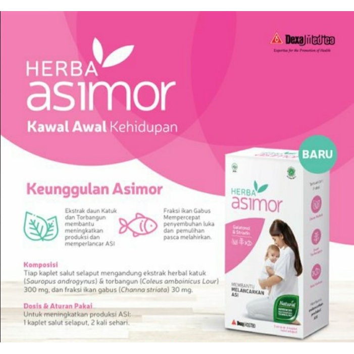 HERBA ASIMOR 1 STRIP ISI 6 KAPLET / MEMBANTU MELANCARKAN ASI