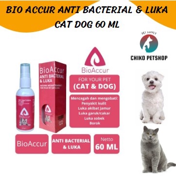 BIO ACCUR Anti Bacterial &amp; Luka Cat Dog 60Ml | Obat Luka 60 ml