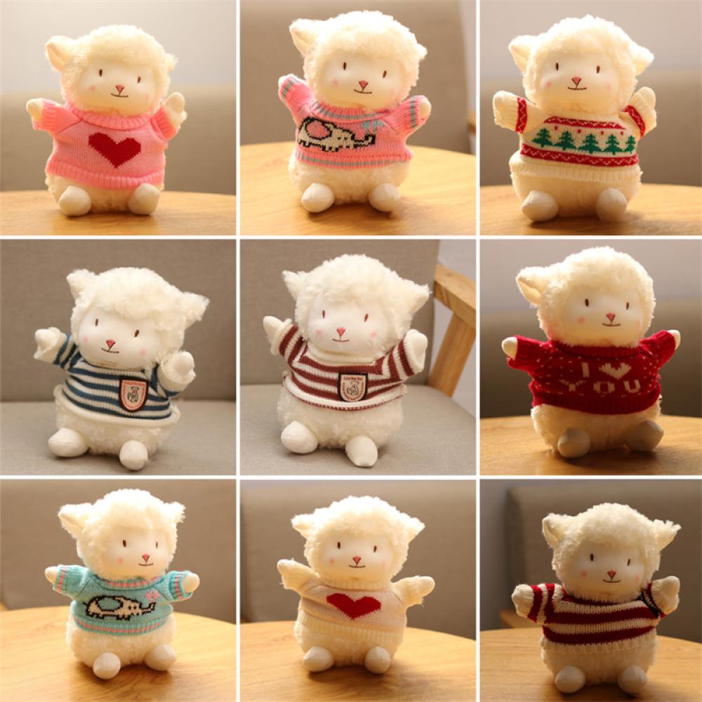 Timekey 23 cm Domba Lucu Mainan Mewah Boneka Lembut Kawaii Domba Boneka Binatang Bantal Ulang Tahun Natal Mainan Untuk Anak Anak L2M6