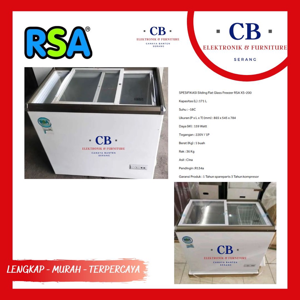 CHEST FREEZER CF RSA 200 KACA SLEDING - 171 LITER