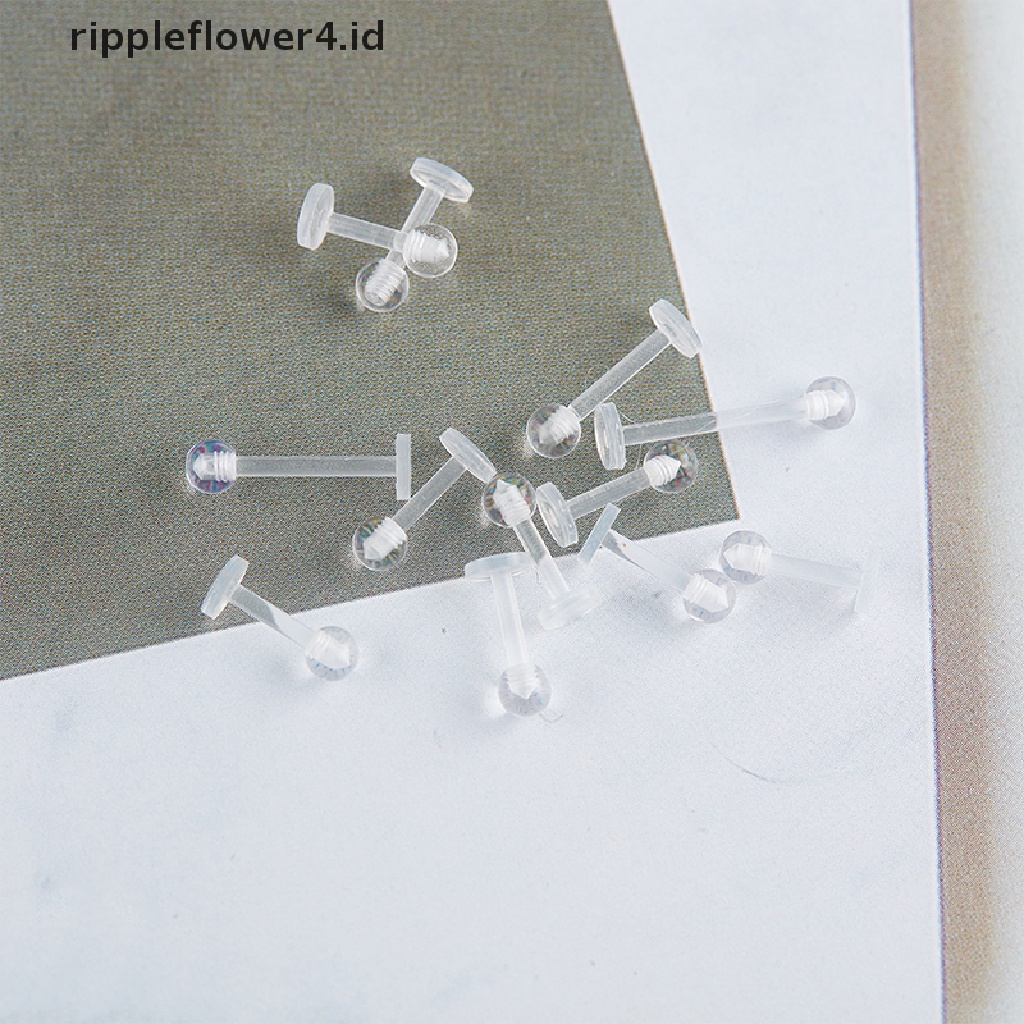 {rippleflower4.id} 10pcs Cincin Stud Bibir Akrilik Bening Tulang Rawan Telinga Earring Bar Tragus~