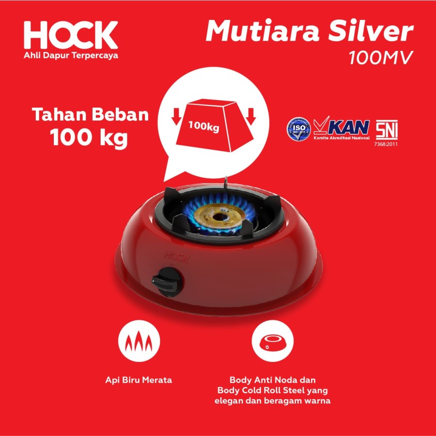 Kompor Gas Hock Mutiara Silver 1O0MV 1 Tungku