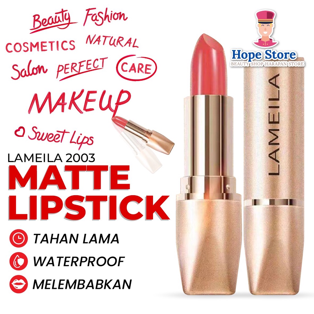 LAMEILA 2003 Lipstick Gold Lipstik Matte 8 Warna Tahan Lama
