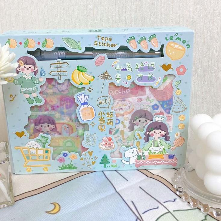 

KUALITAS PREMIUMW➳ GAEKOPEDIA || GIFT PACKAGE STICKER WASHITAPE SET NOTE DIY SCRAPBOOK DAN JURNAL PAKET STIKER BOX ISI CUTTER KNIFE + 24 PCS STIKER YD24RKD SOFT PASTEL [300]