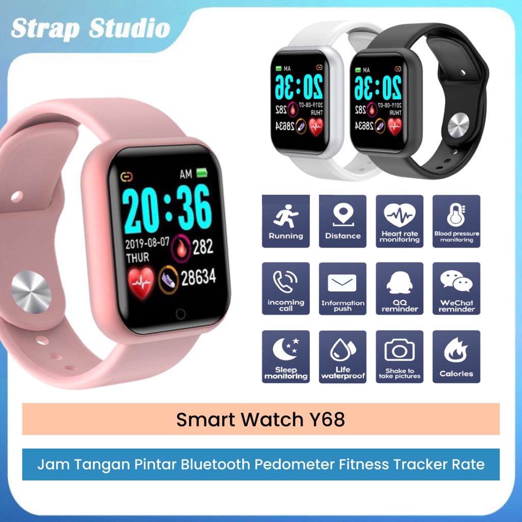 Bluetooth Y68 SmartWatch Heart Rate Fitness Tracker