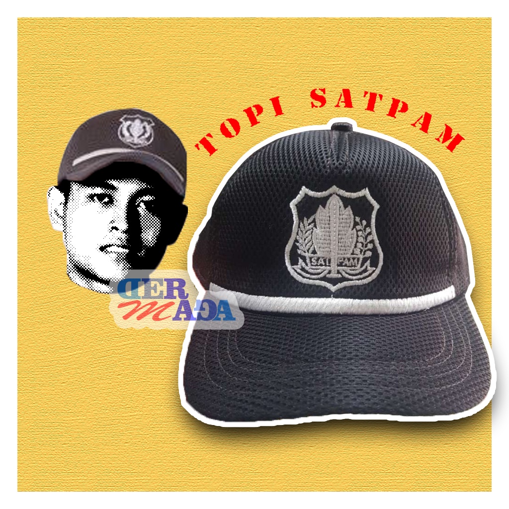 Topi Satpam Security Jaring Terbaru HItam Atribut Satpam Murah Bandung