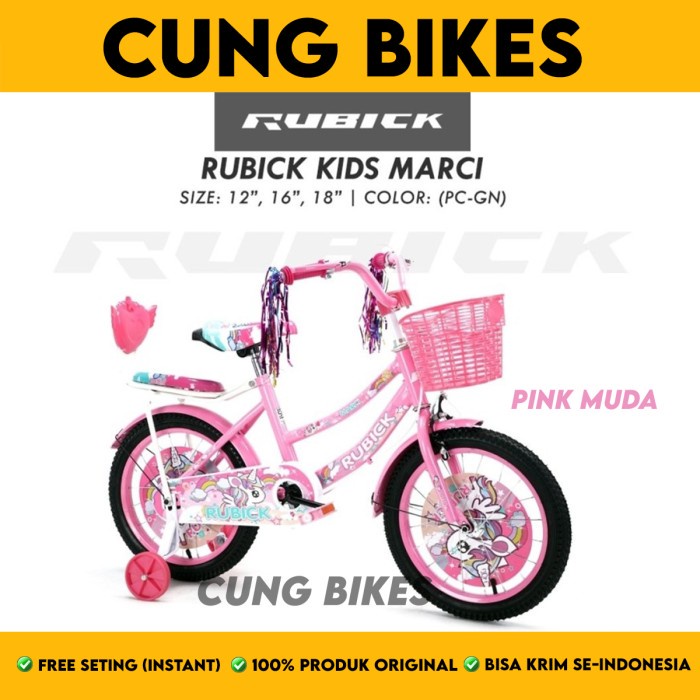 Sepeda Anak Perempuan mini ukuran 12 16 18 Inch RUBICK MARCI Keranjang