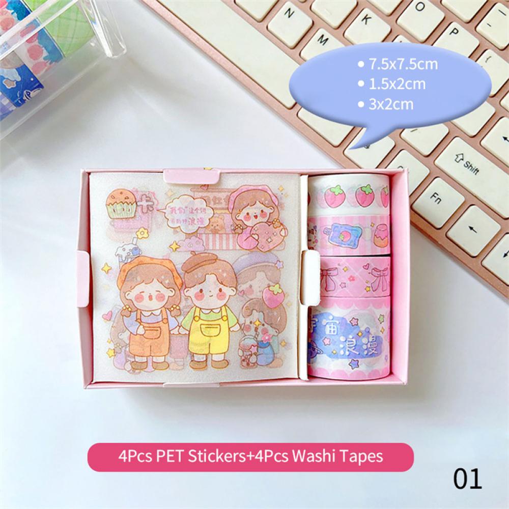 Timekey 4/5Rolls 4/9Pcs Lucu Kartun Washi Tape Scrapbooking Kreatif Kawaii Masking Jurnal Tape DIY Scrapbooking Diary Tape Stiker A6J3