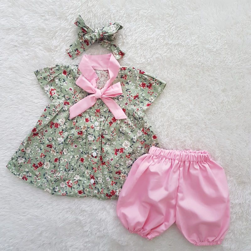 Baju Bayi Flowie ribbon set