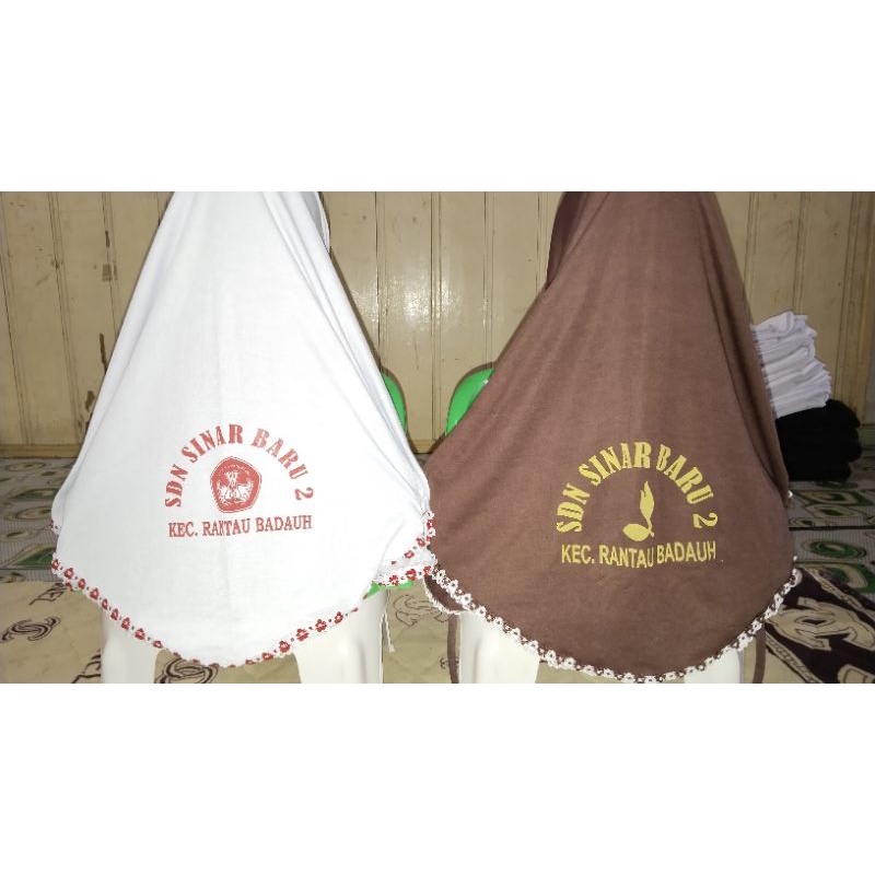 Jilbab SD/MI Custom (Sablon satu warna) Minimal Order 20pcs