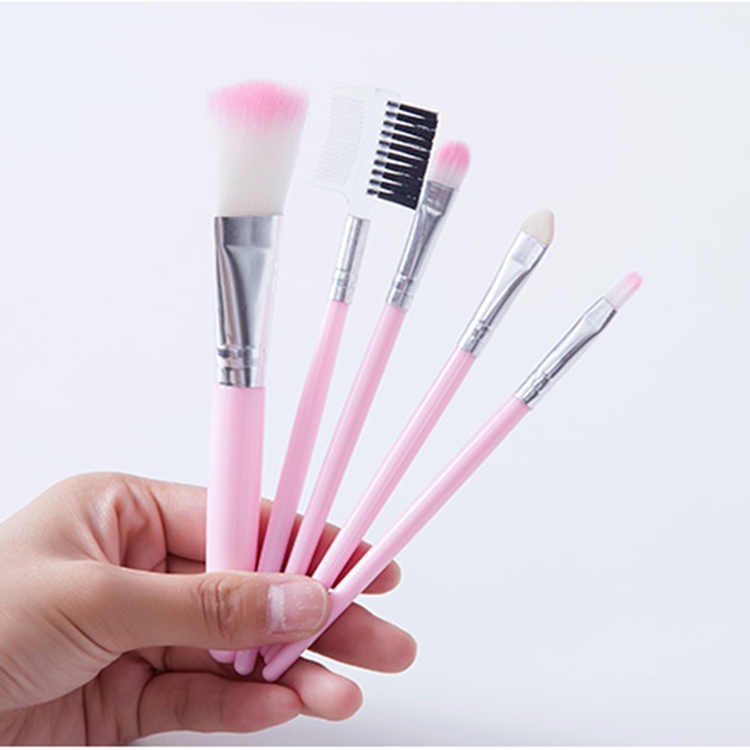 5pcs/set Kuas Make Up Brush Kuas Makeup Eyebrow Brush Blush on Brush Eyeshadow Brush Sponge