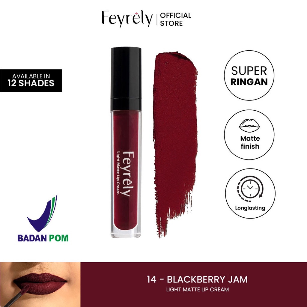 Jual FEYRELY Light Matte Lip Cream 14 Blackberry Jam (Deep Berry