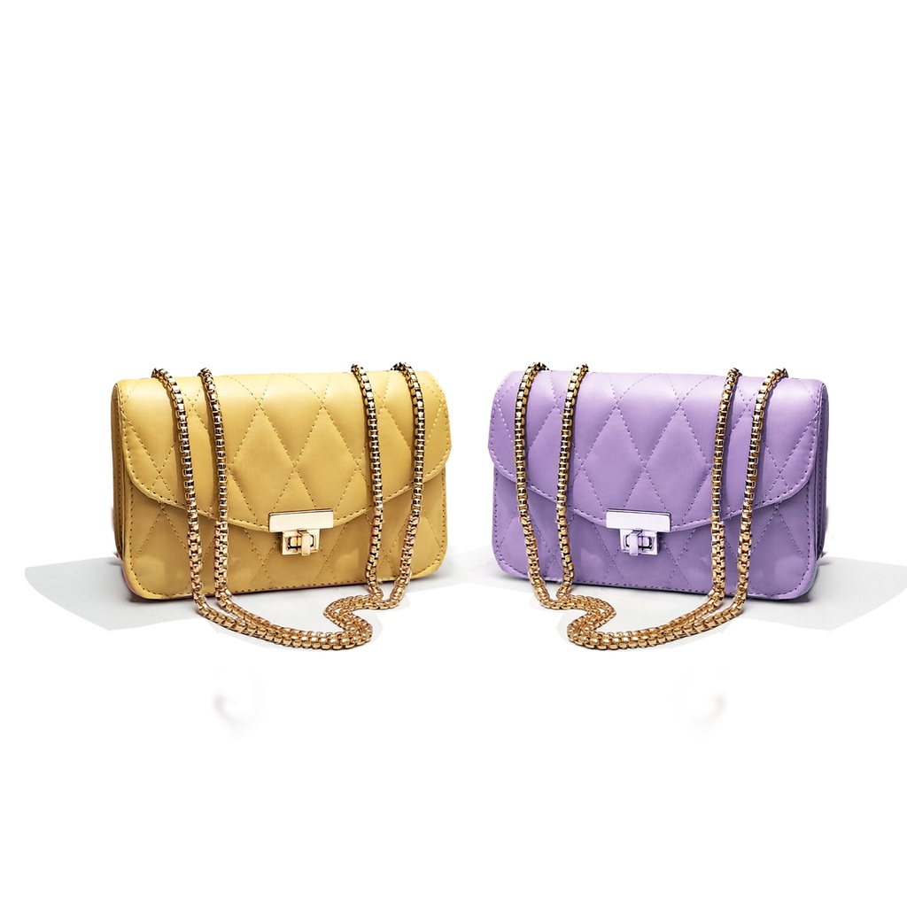 Tas selempang wanita kulit sintetis shoulder bag rantai tas pesta wanita trendy remaja dewasa