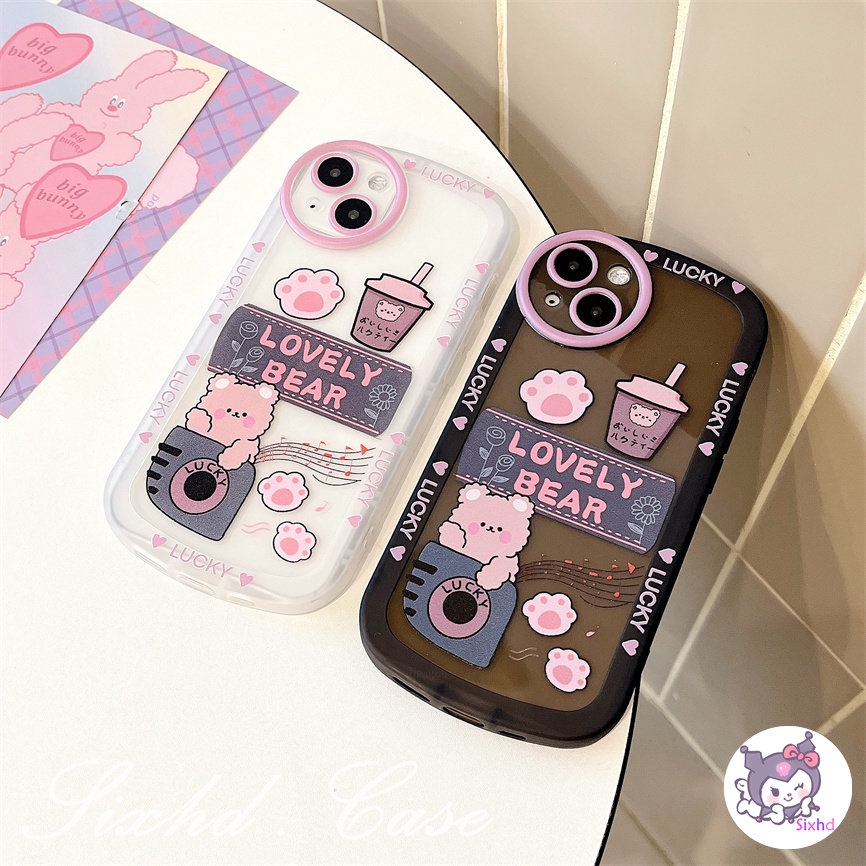 IPHONE Kompatibel Untuk Iphone14 13 12 11 Pro Max SE2020 X Xr Xs Max8 7 6 6s Plus Kartun Susu Teh Beruang Phone Case Lembut Mata Besar Penutup Pencegah Jatuh