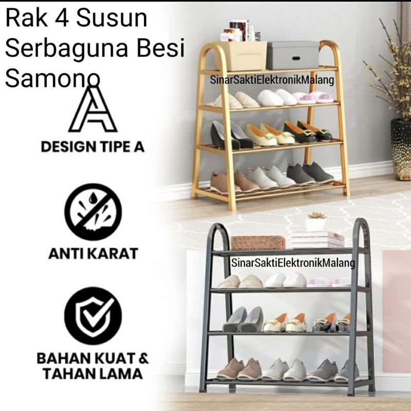 Samono Rak Sepatu 4 Susun Shoe Rack Tipe A Besi Serbaguna Portable Anti Karat