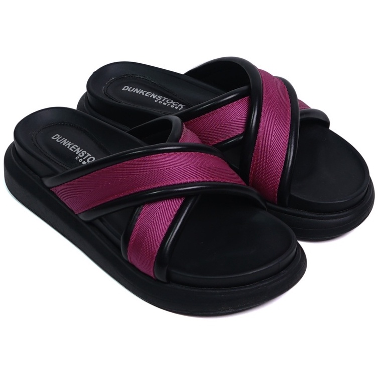 SARASARA YUK - Dunkenstock ZOEY Sandal Wanita Silang Tinggi 5cm Size 36 - 40 Selop Tidak Licin Sendal Beleza Wedges Slop Birken Rumah Belleza 37 38 39 Warna Purple Ungu Sara Sara Kekinian Premium Terbaru Shoes Ori Original Mall Official Store