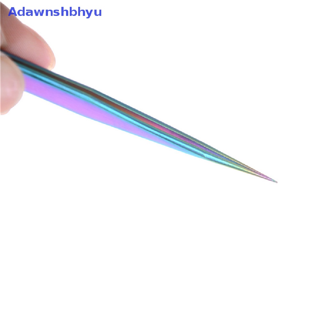 Adhyu Rain Colorful Stainless Steel Tweezer Nail Stiker Rhinestone Picker Alat ID