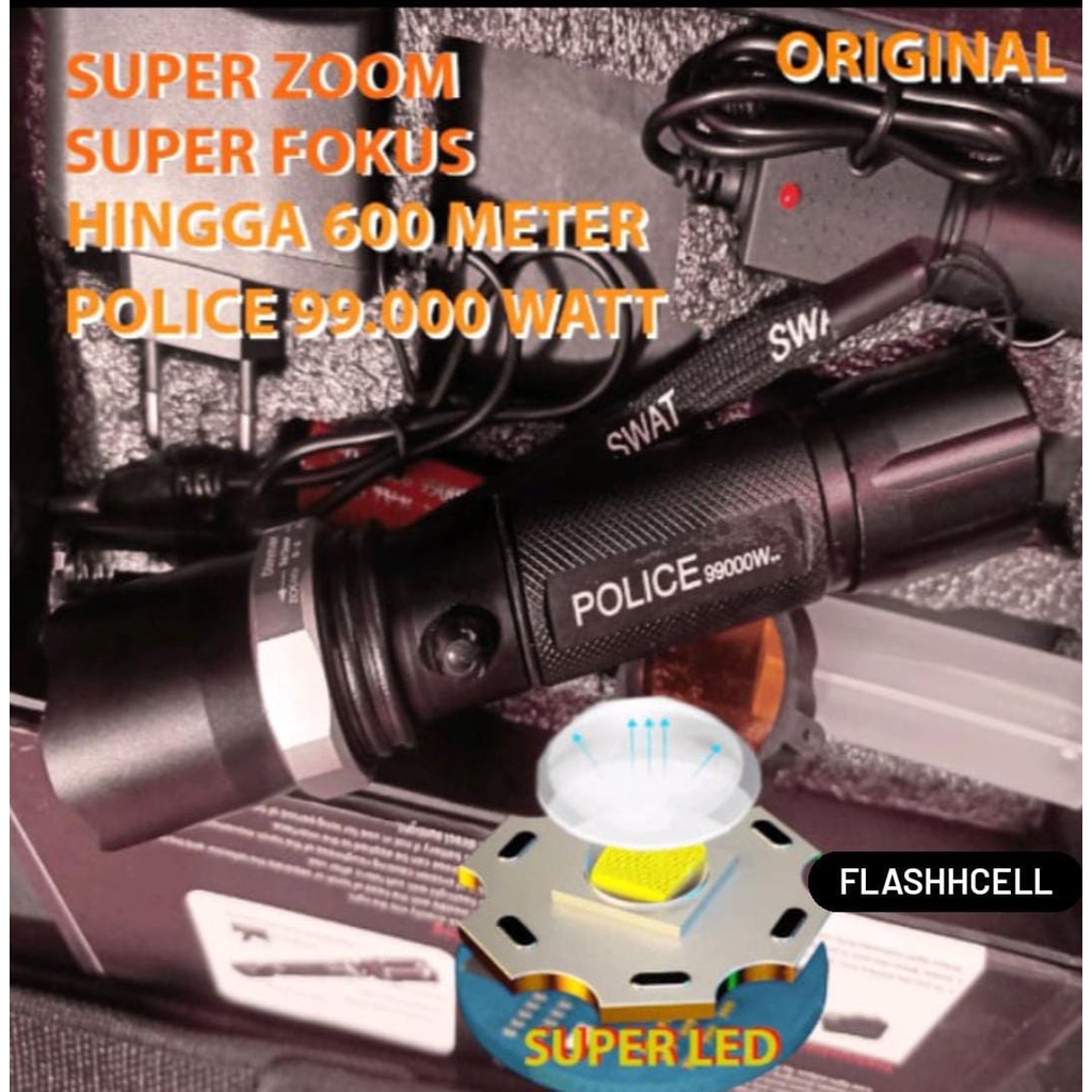 Paket senter swatt 99000 Watt Original - Senter Super terang  - senter gunung Led super zoom