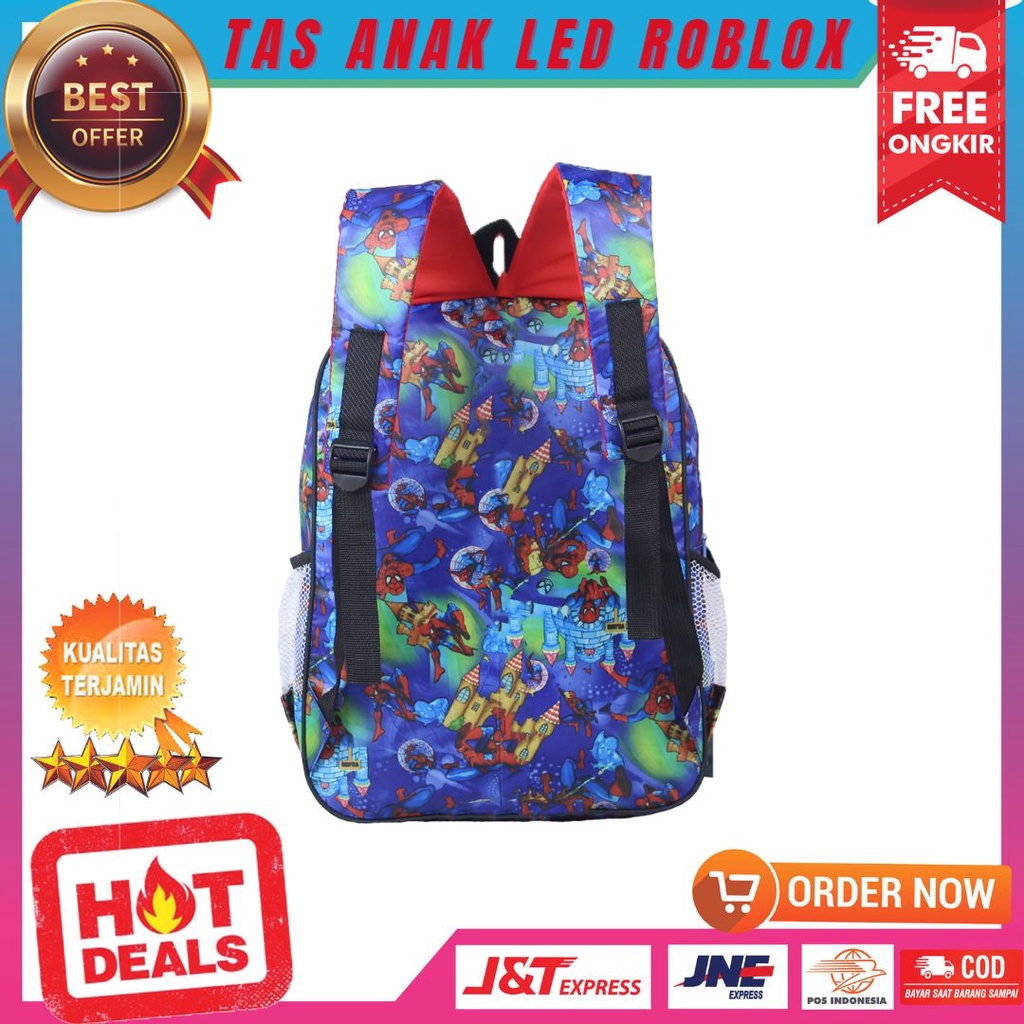 Ransel Sekolah Anak Cowok Karakter Roblox Keren Tas Lampu LED Murah Warna Biru Tas Anak TPA TPQ Bahan Dolby Backpack Piknik TPA TPQ Harga Termurah Terlaris Berkualitas