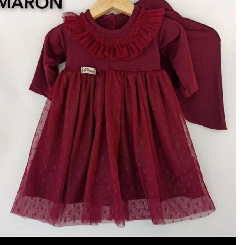 Alika kids syari 6 bln-3 tahun Free Hijab / Gamis anak Perempuan / Baju Anak Terbaru / Tile Polkadot