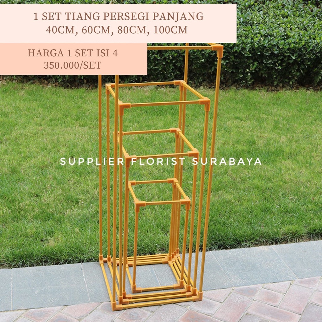 TIANG GOLD 1 SET ISI 4 ATAU 1 SET ISI 5 DEKORASI WEDDING CAGAK GOLD BACKDROP BUNGA TIANG BUNGA