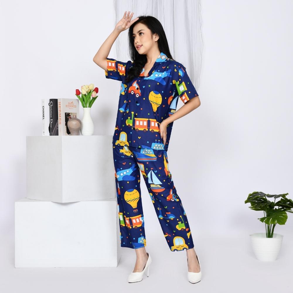 Nyenyak Piyama Wanita ( size M, L ) Bahan Katun / Setelan Celana Panjang Katun