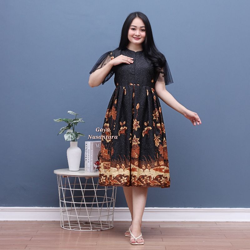 audry dress - dress batik premium - dress batik kondangan - dress batik modern - dress batik kekinia
