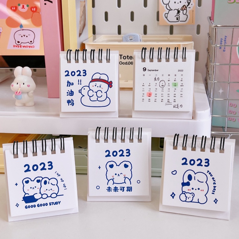 2023kalender Meja Mini Gaya Ins Versi Korea/ Desktop Kalender Hewan Kartun Lucu