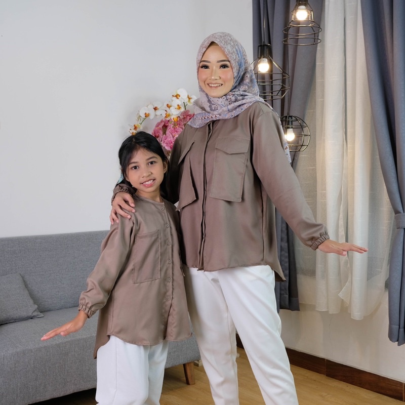 KEMEJA COUPLE IBU DAN ANAK ATASAN COUPLE KEMEJA KHILA