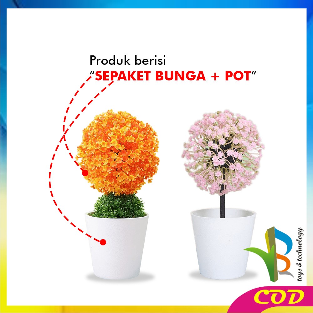 RB-C612 C616 Bunga Hias Plastik Ornamen Tanaman Bunga Pompom / Dekorasi Rumah Hiasan Pajangan Tanaman Hias Artificial Flower