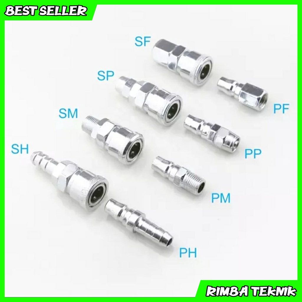 SM20 / PM20 / SH20 / PH2 / SF20 / PF20 / SP20 / PP20 Fitting Pneumatic Air Selang Kompresor quick Coupler Steker Soket Konektor Kopler