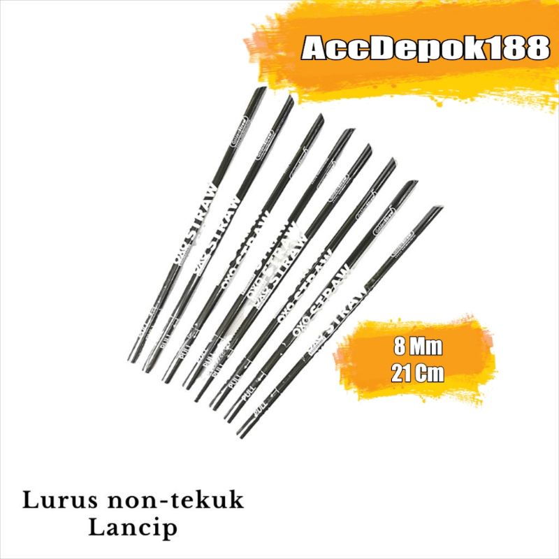 [500 pcs] Sedotan Lancip 8mm Steril / Sedotan OXO Golden Straw / SEDOTAN CAPCIN / SEDOTAN GRESS JELLY WARNA HITAM