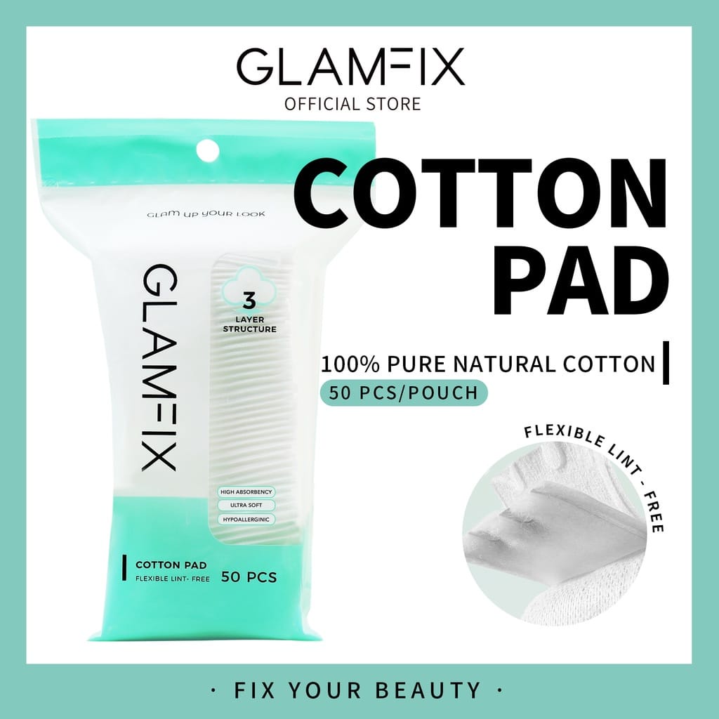 Glamfix Live Better Cotton Pad Isi 100pcs | 50pcs - Kapas Toner Tipis