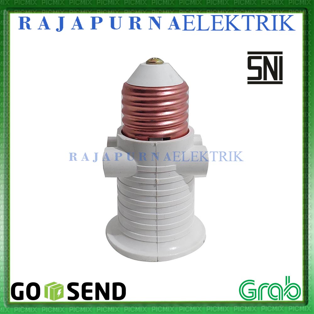 Fitting Lampu Kombinasi 2 colokan cabang stop kontak MEIKO E27 SNI