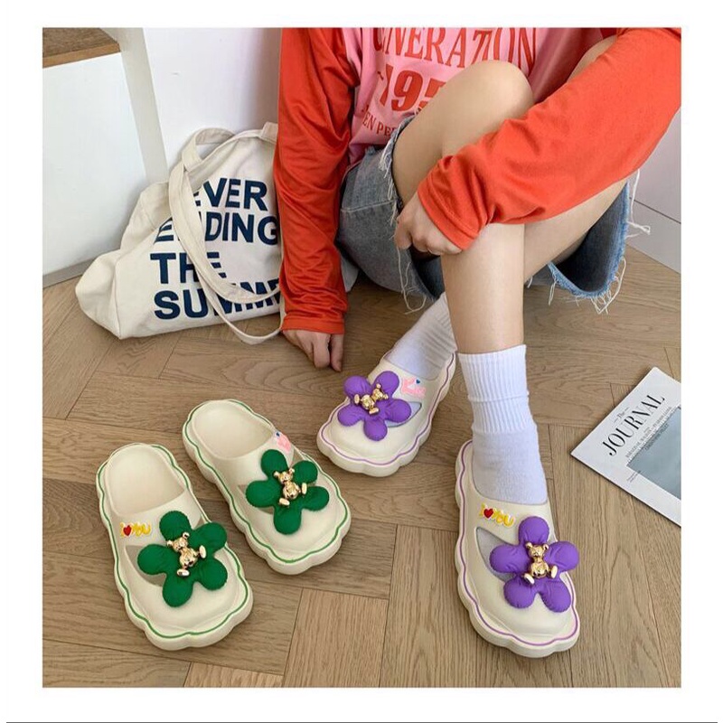 SHOEGALLERY TG1648 Sandal Import Slip On Bunga Bear Sandal Empuk