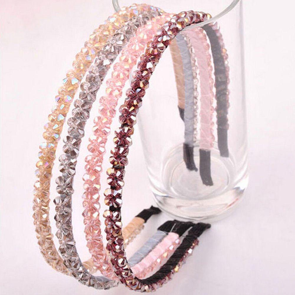 Needway Wanita Kristal Logam Hairband Bling Headband Hairwear Aksesoris Hair Band Perhiasan Pernikahan 6warna Hadiah Gadis Lady Kepala Rantai